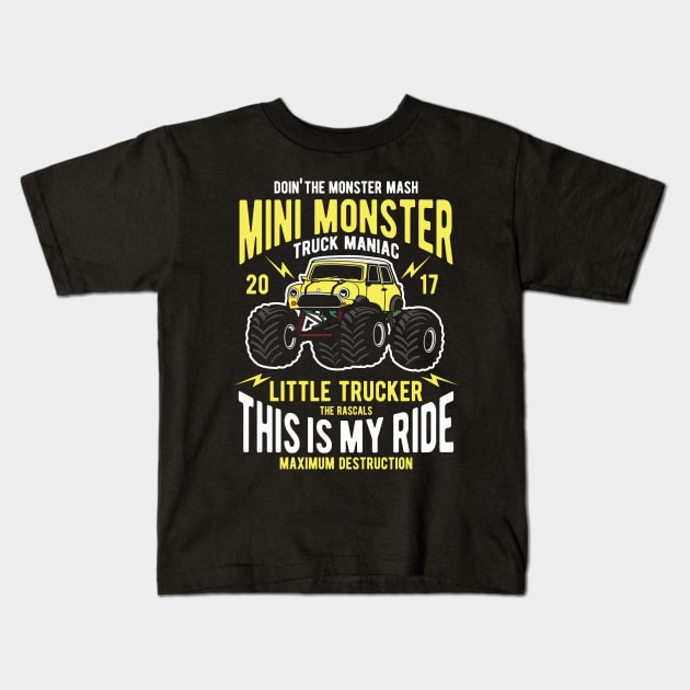 Mini Monster Truck Kids T-Shirt by OniSide